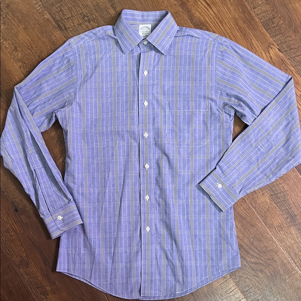 Classic Men's Navy Plaid Button Down 100% Supima Cotton Shirt